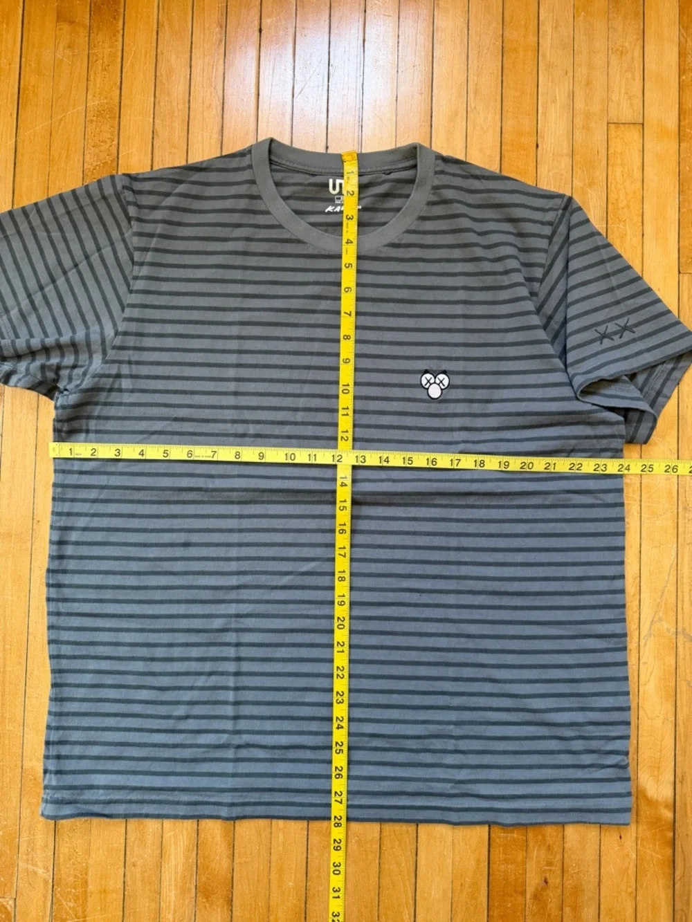 KAWS x Uniqlo BFF Striped Tee Dark Grey Unisex Sz. XL - Picture 7 of 7